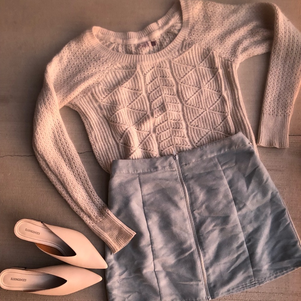 Faux suede baby blue skirt